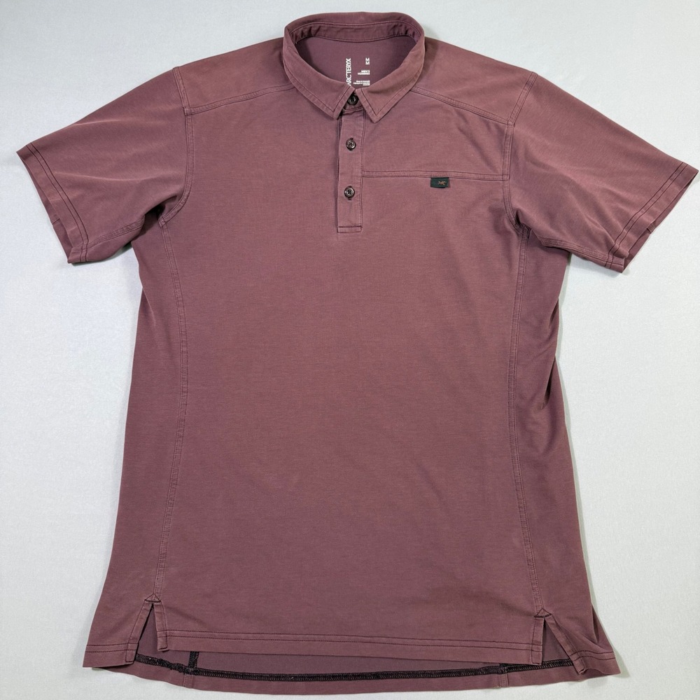 Arc'teryx Captive SS Polo Mens Medium Burgundy Short Sleeve Stretch Outdoors